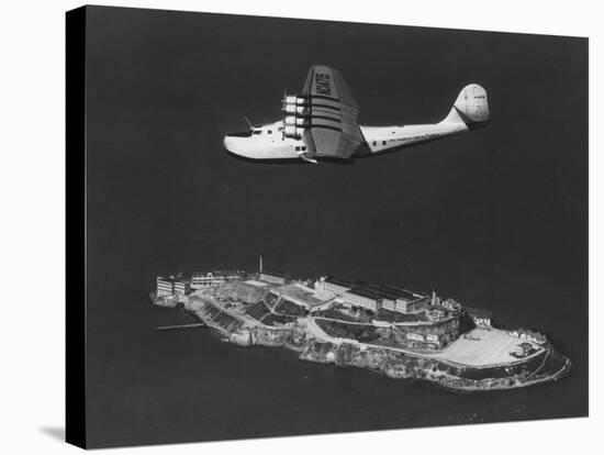 Pan American China Clipper Flying Over Alcatraz Island Photograph - San Francisco, CA-Lantern Press-Stretched Canvas