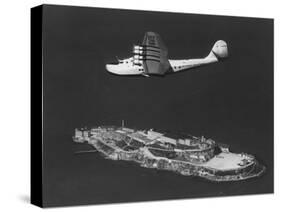 Pan American China Clipper Flying Over Alcatraz Island Photograph - San Francisco, CA-Lantern Press-Stretched Canvas