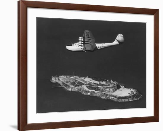 Pan American China Clipper Flying Over Alcatraz Island Photograph - San Francisco, CA-Lantern Press-Framed Art Print