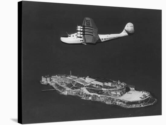 Pan American China Clipper Flying Over Alcatraz Island Photograph - San Francisco, CA-Lantern Press-Stretched Canvas