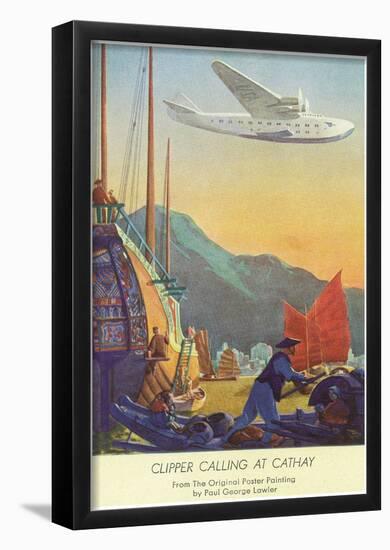 Pan-American Clipper Flying Over China - Hong Kong, China-null-Framed Poster