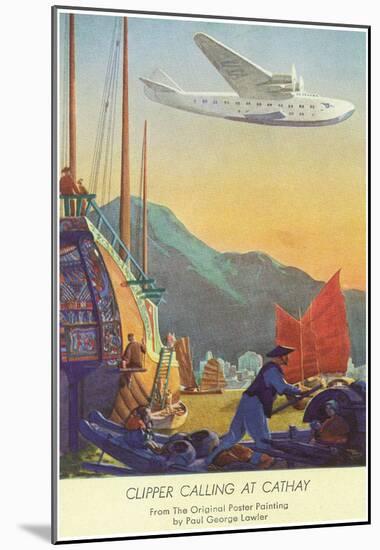 Pan-American Clipper Flying Over China - Hong Kong, China-null-Mounted Poster