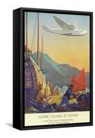 Pan-American Clipper Flying Over China - Hong Kong, China-Lantern Press-Framed Stretched Canvas