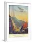 Pan-American Clipper Flying Over China - Hong Kong, China-Lantern Press-Framed Art Print