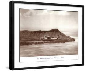 Pan American Clipper over Waikiki, Hawaii, 1935-Clyde Sunderland-Framed Art Print