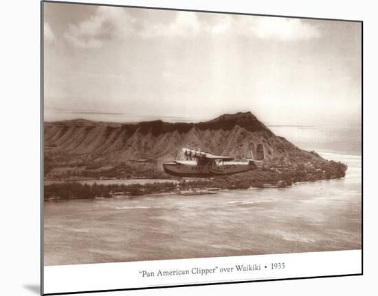 Pan American Clipper over Waikiki, Hawaii, 1935-Clyde Sunderland-Mounted Art Print