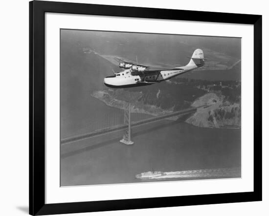 Pan American Philippine Martin Clipper over San Francisco Photograph - San Francisco, CA-Lantern Press-Framed Art Print