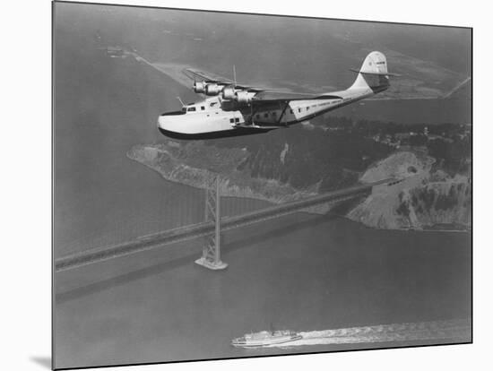 Pan American Philippine Martin Clipper over San Francisco Photograph - San Francisco, CA-Lantern Press-Mounted Art Print