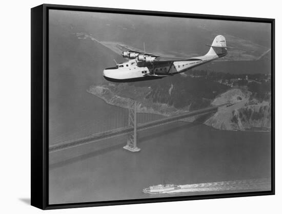 Pan American Philippine Martin Clipper over San Francisco Photograph - San Francisco, CA-Lantern Press-Framed Stretched Canvas