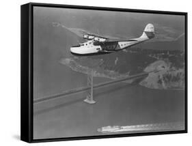 Pan American Philippine Martin Clipper over San Francisco Photograph - San Francisco, CA-Lantern Press-Framed Stretched Canvas