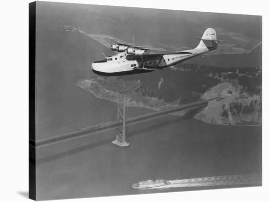 Pan American Philippine Martin Clipper over San Francisco Photograph - San Francisco, CA-Lantern Press-Stretched Canvas