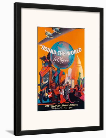 Pan American: Round the World by Clipper, c.1949-M. Von Arenburg-Framed Art Print