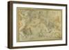 Pan and a Companion Surprise Three Nymphs Bathing-Pietro da Pietri-Framed Giclee Print