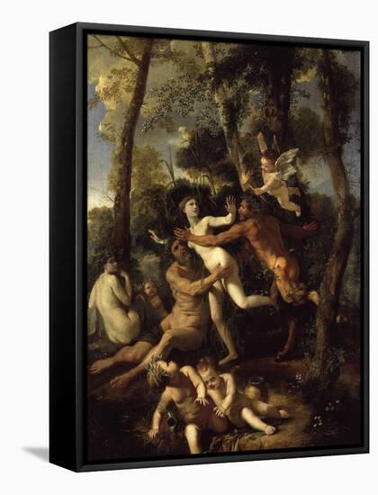 Pan and Syrinx-Nicolas Poussin-Framed Stretched Canvas