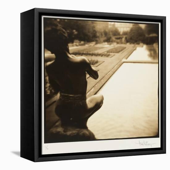 Pan and the pool, Lake Como, Italy-Theo Westenberger-Framed Stretched Canvas
