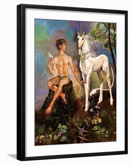 Pan and Unicorn-Judy Mastrangelo-Framed Giclee Print