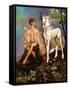 Pan and Unicorn-Judy Mastrangelo-Framed Stretched Canvas