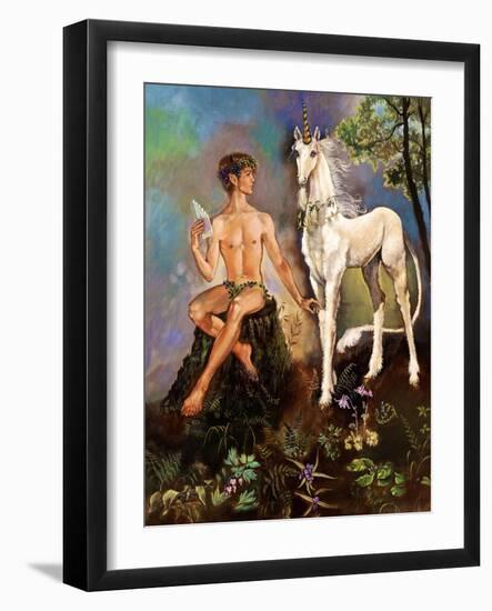 Pan and Unicorn-Judy Mastrangelo-Framed Giclee Print