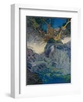 Pan by a Stream-Maxfield Parrish-Framed Photographic Print