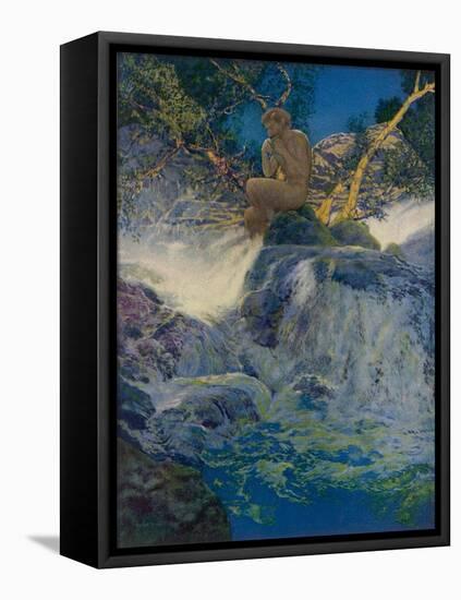 Pan by a Stream-Maxfield Parrish-Framed Stretched Canvas