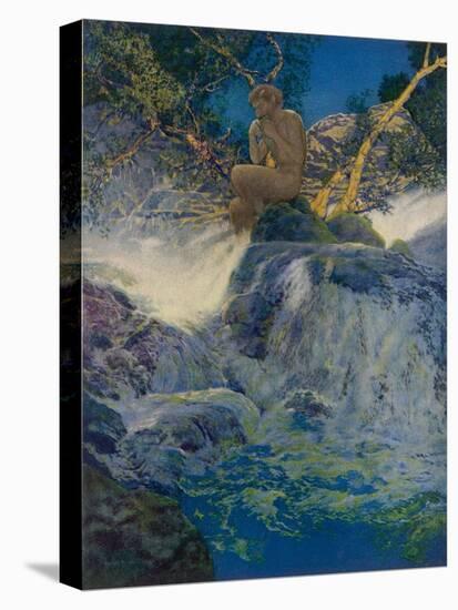 Pan by a Stream-Maxfield Parrish-Stretched Canvas