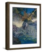 Pan by a Stream-Maxfield Parrish-Framed Photographic Print