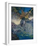 Pan by a Stream-Maxfield Parrish-Framed Photographic Print