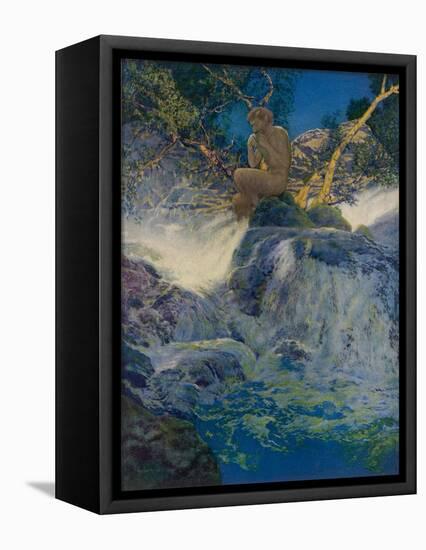 Pan by a Stream-Maxfield Parrish-Framed Stretched Canvas