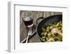 Pan-Fried Brussels Sprouts in Cast-Iron Frying Pan on Wooden Table-Jana Ihle-Framed Photographic Print