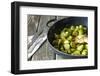 Pan-Fried Brussels Sprouts in Cast-Iron Frying Pan on Wooden Table-Jana Ihle-Framed Photographic Print