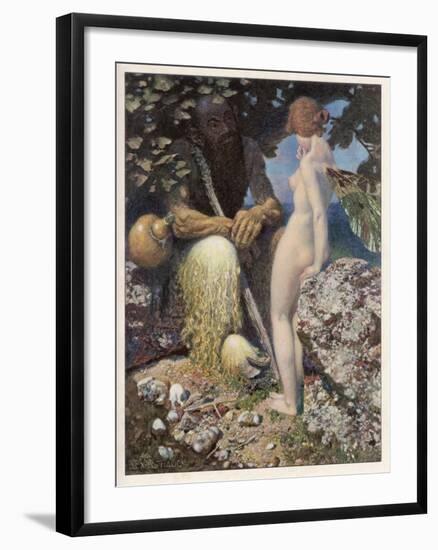 Pan is Consulted by Psyche Concerning Her Relationship with Cupid-Alex Rothaug-Framed Art Print