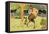 Pan playing his pipes-Ernest Louis Lessieux-Framed Stretched Canvas