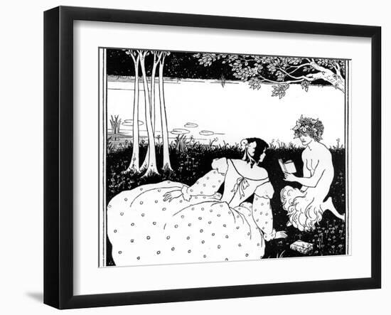 Pan Reading to a Woman by a Brook, 1898-Aubrey Beardsley-Framed Giclee Print