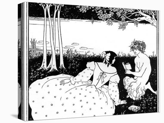 Pan Reading to a Woman by a Brook, 1898-Aubrey Beardsley-Stretched Canvas