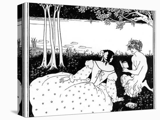 Pan Reading to a Woman by a Brook, 1898-Aubrey Beardsley-Stretched Canvas