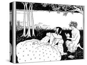 Pan Reading to a Woman by a Brook, 1898-Aubrey Beardsley-Stretched Canvas