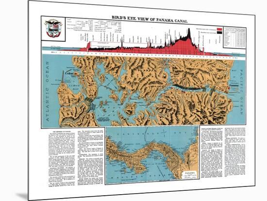Panama Canal, Map of Panama-null-Mounted Giclee Print