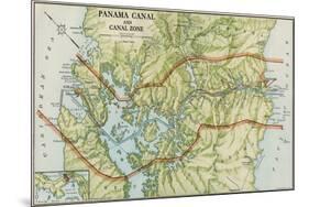 Panama Canal Zone Map, 1913 - north Diagonally Left-null-Mounted Giclee Print