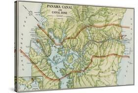 Panama Canal Zone Map, 1913 - north Diagonally Left-null-Stretched Canvas