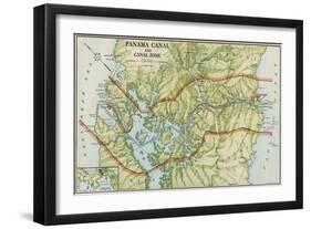 Panama Canal Zone Map, 1913 - north Diagonally Left-null-Framed Giclee Print