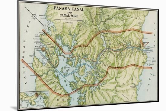 Panama Canal Zone Map, 1913 - north Diagonally Left-null-Mounted Giclee Print