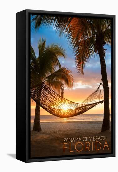 Panama City Beach, Florida - Hammock and Sunset-Lantern Press-Framed Stretched Canvas