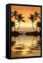 Panama City Beach, Florida - Palms and Orange Sunset-Lantern Press-Framed Stretched Canvas