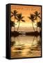 Panama City Beach, Florida - Palms and Orange Sunset-Lantern Press-Framed Stretched Canvas