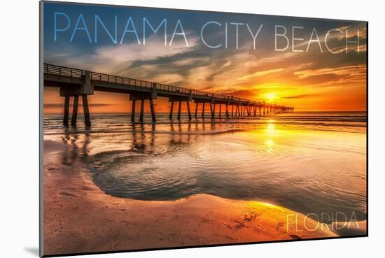 Panama City Beach, Florida - Pier and Sunset-Lantern Press-Mounted Art Print