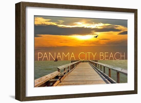 Panama City Beach, Florida - Pier at Sunset-Lantern Press-Framed Art Print