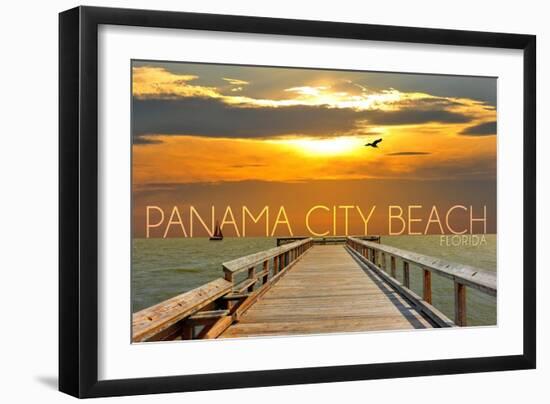 Panama City Beach, Florida - Pier at Sunset-Lantern Press-Framed Art Print