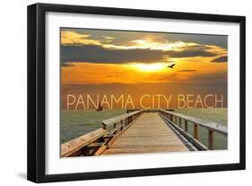 Panama City Beach, Florida - Pier at Sunset-Lantern Press-Framed Art Print