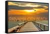 Panama City Beach, Florida - Pier at Sunset-Lantern Press-Framed Stretched Canvas