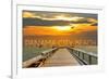 Panama City Beach, Florida - Pier at Sunset-Lantern Press-Framed Premium Giclee Print